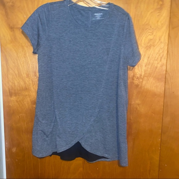 Motherhood Maternity PULL OVER TULIP HEM NURSING TEE Medium M Gray - Picture 2 of 5